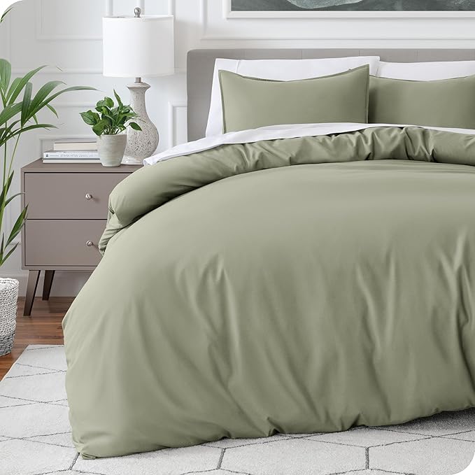 Bare Home Bedding Duvet Cover Oversized Queen - Premium 1800 Super Soft Collection - Lightweight, Cooling - Soft Breathable Bedding Duvet Cover (Oversized Queen, Sage)