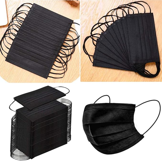 NNPCBT 1000PCS 3 ply black disposable face mask breathable face masks