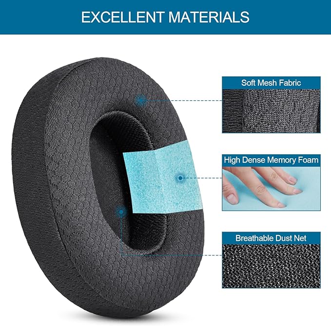 GEVO Ear Pads Replacement for Skullcandy Hesh 3 Hesh EVO Hesh ANC Headphone, Earpads Cushions for Crusher Wireless Crusher Evo Crusher ANC Headset with Memory Foam (Mesh)