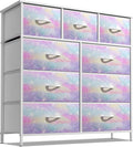 Sorbus Dresser with 9 Drawers - Furniture Storage Chest for Kid’s, Teens, Bedroom, Nursery, Playroom, Clothes, Toys - Steel Frame, Wood Top, Fabric Bins (Tie-dye)