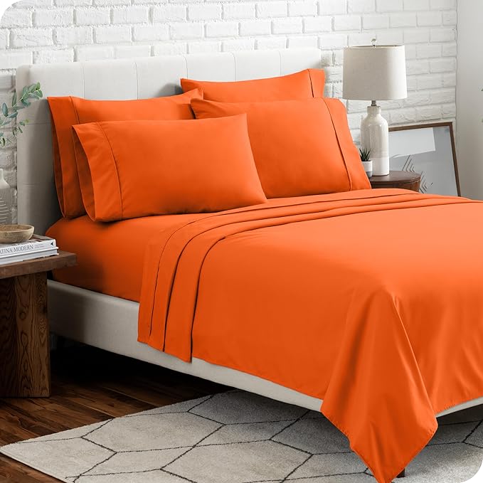 Bare Home Microfiber Sheet Set with Additional Pillowcase, Twin XL Orange