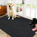 FONEYI Indoor Door Mat, Front Back Door Mat 32" x 40" Non-Slip Rubber Backing Door Rug, Machine Washable Entry Rug, Low Profile Absorbent Dirt Trapper Doormat Inside Floor Mats for Entryway, Black