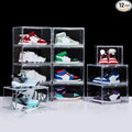 NYZE 12 Pack Acrylic Shoe Boxes Side Open, Clear Shoe Box Plastic Stackable, Shoe Storage Organizer with Magnetic Door, Shoe Display Shoe Containers with Lids Fits Up to Size 15