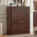 LEYAOYAO Fluted 6 Drawers Dresser for Bedroom, 42" Tall Modern Chest of Drawers with Metal Handle, Curved Profile Design,Wood Drawer Organizer for Bedroom, Living Room, Hallway, Entryway,Walnut