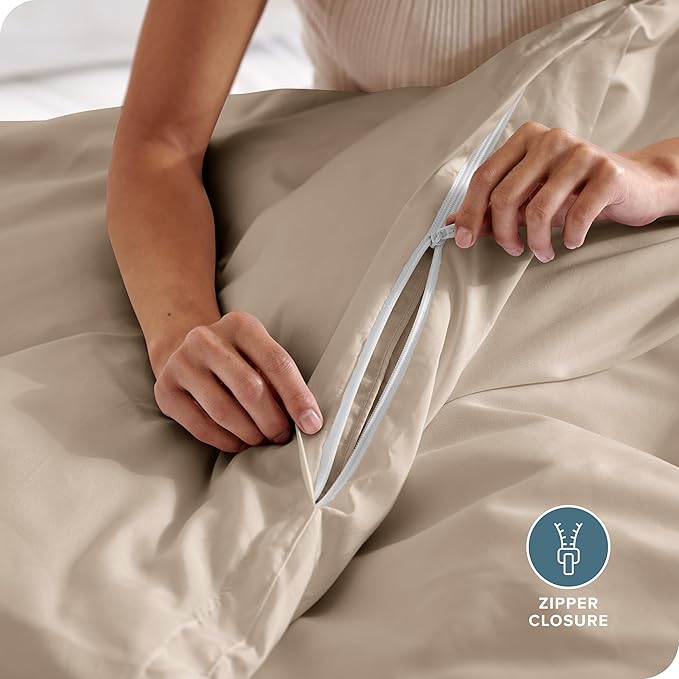 Bare Home Bedding Duvet Cover Queen Size - Premium 1800 Super Soft Collection - Lightweight, Cooling - Soft Breathable Bedding Duvet Cover (Queen, Pebble)