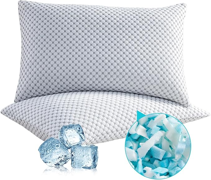 SAPHREAS Cooling Bed Pillows King for Sleeping, Luxury Hotel Shredded Memory Foam Pillows for Side Back Stomach Sleepers, Cool Firm Pillow for Neck Support