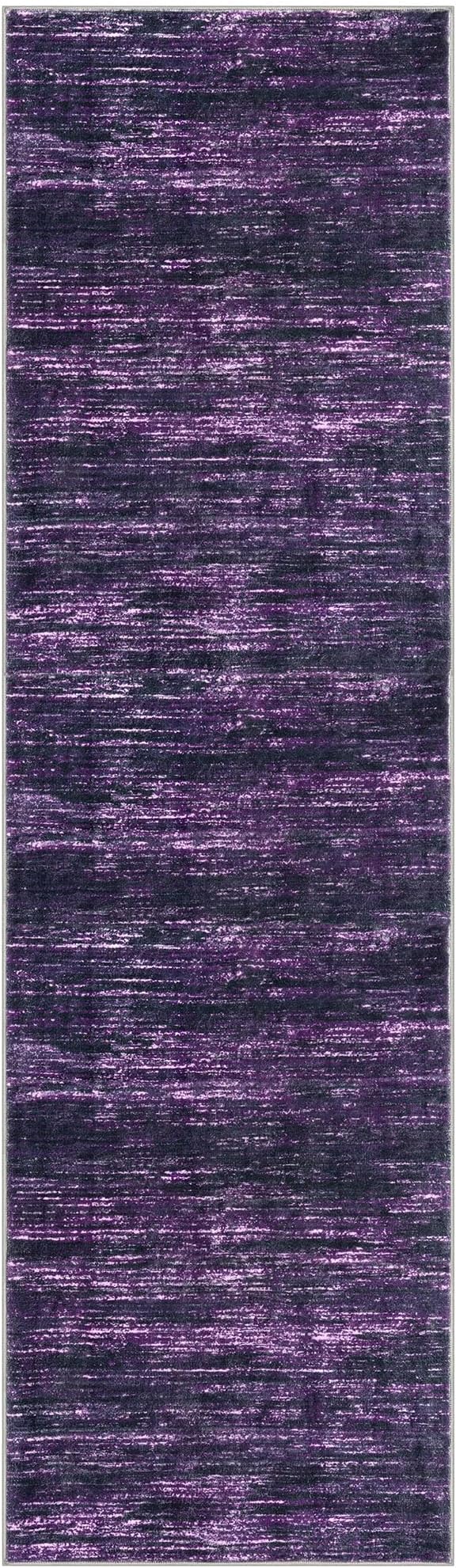 2x7 Modern Abstract Runner Rug for Hallways, Purple White Super Soft Hallway Decor Kitchen Rugs with Non-Slip, Non-Shedding Washable Rug for Hallways Entryway Bedroom Indoor