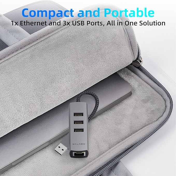 USB-C to Ethernet Adapter, WALNEW USBC to RJ45 LAN Adapter, Gigabit Cat Network Cable Converter to Type C Thunderbolt 3 for Mac,MacBook Pro/Air,Samsung Galaxy Tab (Ehternet+USB-A Port, USB-A)