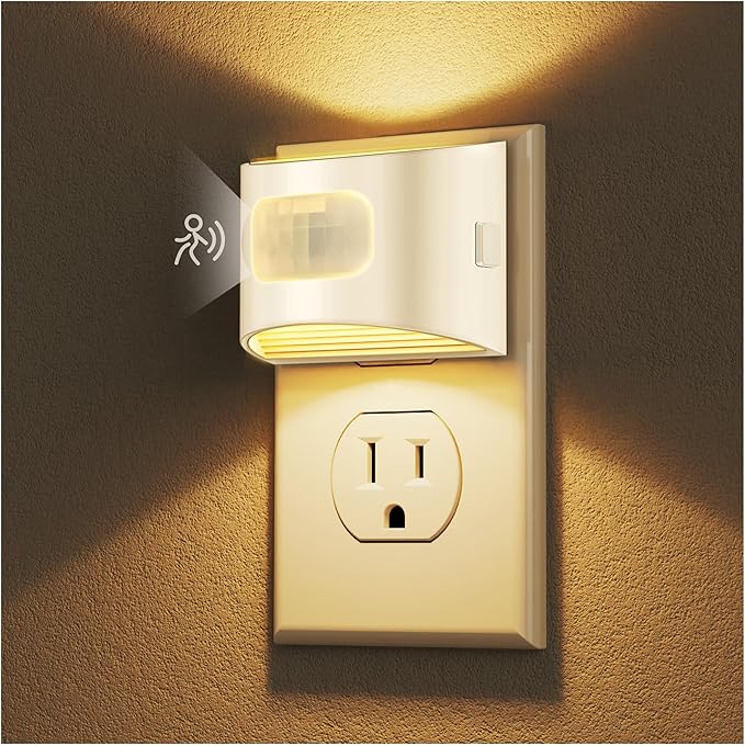 DORESshop LED Night Light[2 Pack], Night Lights Plug into Wall, 3 Mode Plug in Night Light with Motion Sensor, Dusk to Dawn Sensor, Nightlights for Adults, Bedroom, Bathroom, Hallway, White Cover