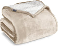 Bare Home Sherpa Fleece Blanket - Throw/Travel Size - Blanket for Bed, Sofa, and Couch - Warm & Lightweight - Fluffy & Soft - Reversible (Throw/Travel, Oyster)