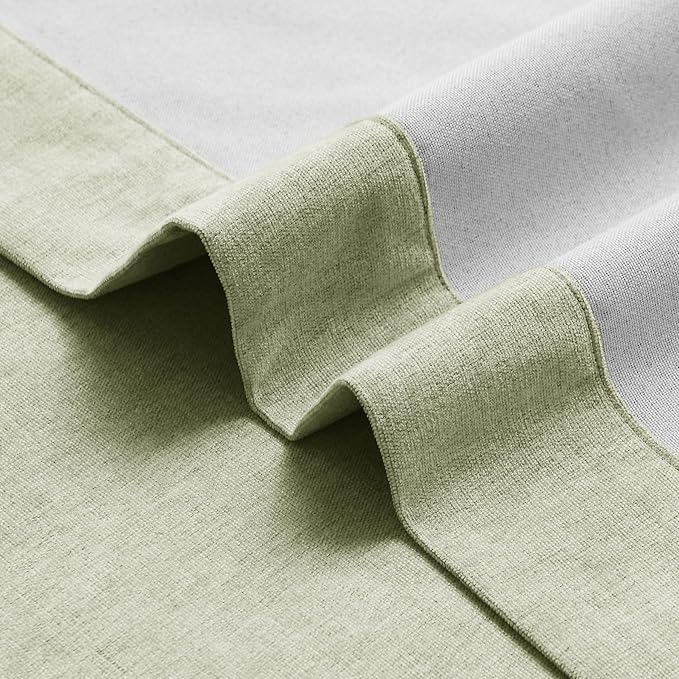 Macochico 100% Blackout Chenille Curtains Thermal Insulated Noise Reducing Velvet Draperies for Living Room Bedroom Hotel Green Tint Blackout Curtains Grommet Top with Tieback 84" Wx84 L 1 Panel