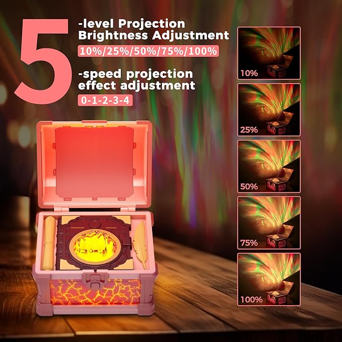 Briignite Galaxy Projector, 7 Colors Treasure Chest Night Light Aurora Lights Projector with 8 Effects & Remote, Dimmable Galaxy Light Ambient Lighting for Bedroom, Gifts for Kids Teen Women (Pink)