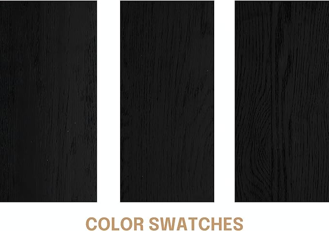 NTC Lupin Wooden Bed Frame with Headboard and Natural Rattan, Solid Oak Foundation with Silent Slats, 1000 Lb Capacity, Effortless Assembly, Queen - Burnt Black