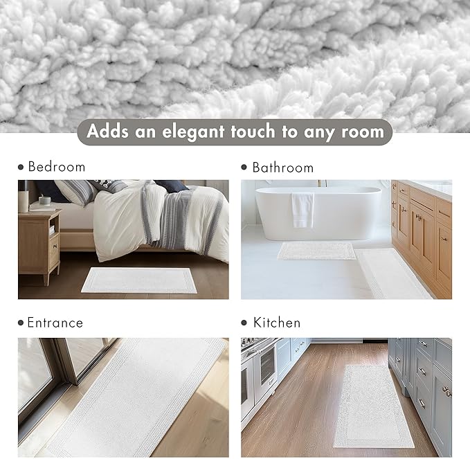 Madison Park Splendor Reversible 100% Cotton Tufted Bathroom Rug-3000 GSM Hotel Quality Luxurious Plush Medium Pile Bath Mat Absorbent, Quick Dry, Shower Room Décor, 24x36 Grey