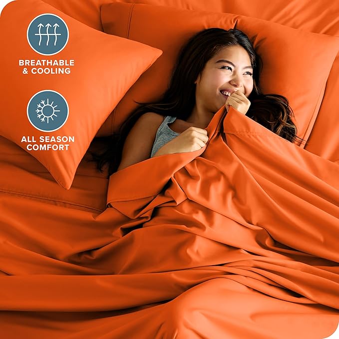 Bare Home Microfiber Sheet Set with Additional Pillowcase, Twin XL Orange