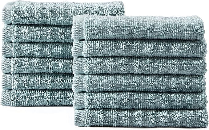 Tommy Bahama- Washcloth Set, Highly Absorbent Cotton Bathroom Decor, Low Linting & Fade Resistant, Oeko-Tex Certified (Northern Pacific Turquoise, 12 Piece)