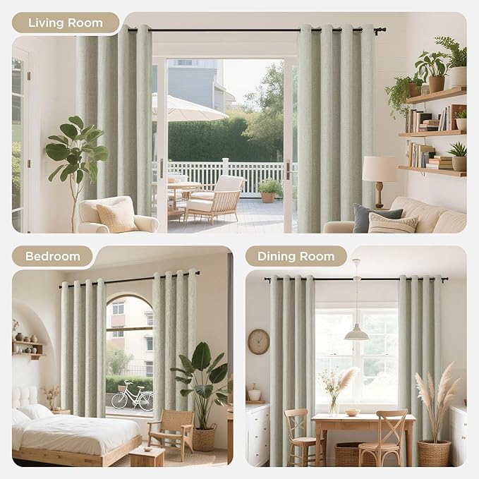 Joydeco Light Beige Total Blackout Room Divider Curtains, Extra Wide Sliding Door Drapes Living Room Curtains, 1 Panel 100W x 84L Inch Patio Door Drapes for Room Privacy