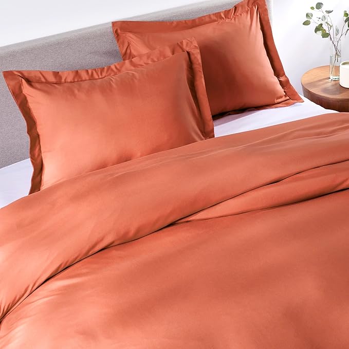 PeachSkinSheets 1500tc Level of Softness Soft Cooling Duvet Cover Set | Queen/Full Size - Pumpkin Spice