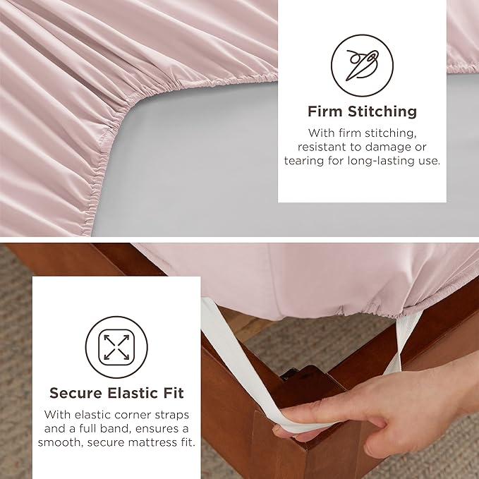 Bedsure Deep Pocket Full Size Bed Sheets Set - Fits Mattresses Up to 21 Inches Thick - 4 Piece GentleSoft Bed Sheets, Moisture Wicking, Cooling Bedsheet & Pillowcases, Easy & Secure Fit, Blush Pink