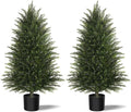 Mavis's Diary Artificial Topiary Ball Tree, Indoor Realistic Faux Boxwood Bush Potted Plants, Outdoor Fake Shrubs Cedar Evergreen Plants for Home Living Room Front Porch Decor (2, 4ft)