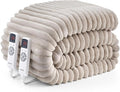 Hansleep Heated Blanket Queen Size Electric Throw Dual Control, Heating Blanket with 9 Heating Levels and 10-Hour Timer Auto Shut Off, Washable Soft Warm Winter Blanket, 80 x 90 Inches, Linen