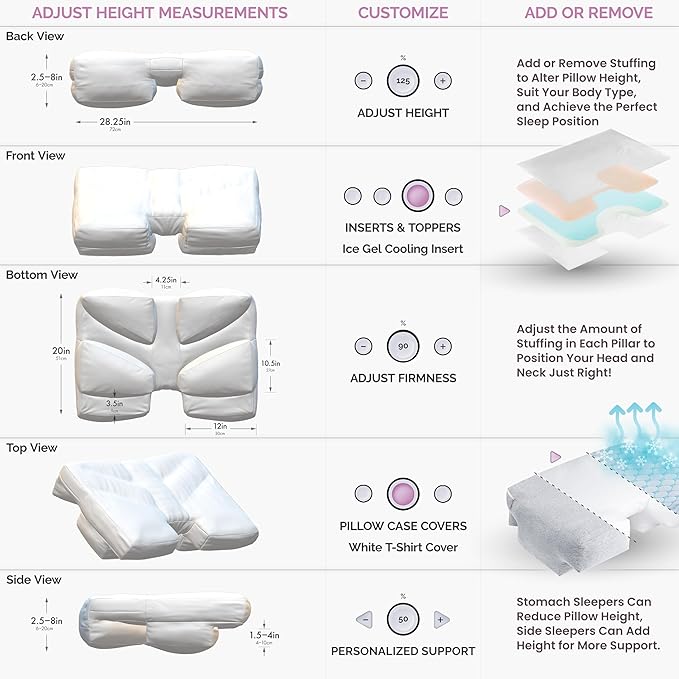 Wife Pillow The Side Sleeper Pillow with Arm Hole for Shoulder Pain - Arm Tunnel Pillow for Side Sleepers, Shoulder Relief & Neck Support Comfort Sleep Pillow for Adults - Down Alternative Fiber Fill