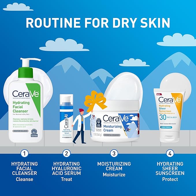 CeraVe Après Ski Moisturizing Cream, Body and Face Moisturizer for Dry Skin, Body Cream with Hyaluronic Acid and Ceramides, Daily Moisturizer, Oil-Free, Fragrance Free, Non-Comedogenic, 12 Ounce