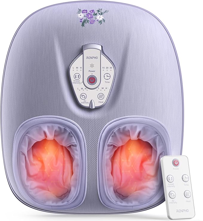 RENPHO Foot Massager Machine with Heat [2026 Upgraded], Shiatsu Foot Massager for Plantar Fasciitis, Christmas Gifts for Women, Cordless Control, Best Gifts for Women/Mom/Wife, PU