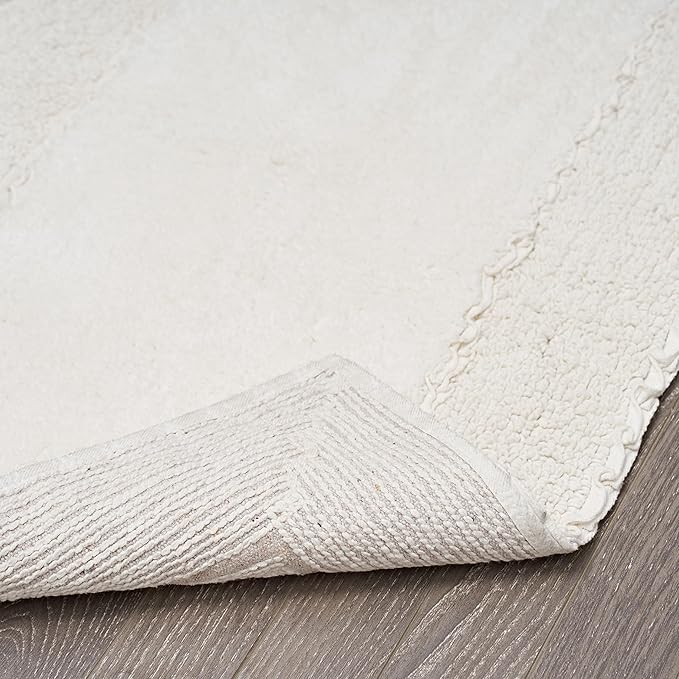 Laura Ashley Ruffle Border Ivory 27"x 45" 100% Cotton Bath Rug
