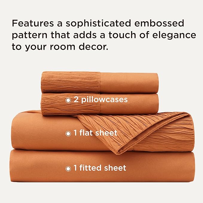 Bedsure Full Size Bed Sheets - 4 Pieces Soft Full Sheet Set - Breathable & Cooling - Hotel Luxury - Easy Care Polyester Microfiber Bedding for Women, Men, Dusty Orange