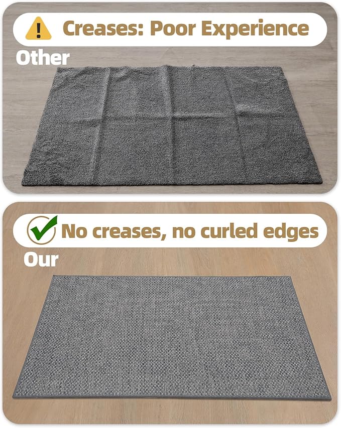 Color&Geometry Ultra-Thin Indoor Door Mat, 24"x36" Low-Profile Non-Slip Entryway Rug with Modern Geometric Texture, Washable Doormat for Indoor Entrance, Front Door, Light Grey (Rolled-up NO Creases)