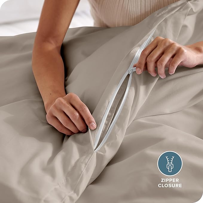 Bare Home Bedding Duvet Cover King Size - Premium 1800 Super Soft Collection - Lightweight, Cooling - Soft Breathable Bedding Duvet Cover (King, Khaki)