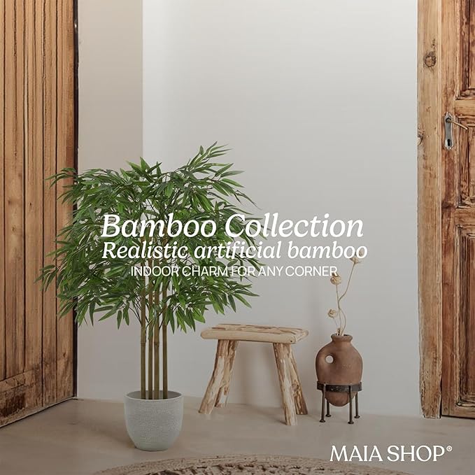 Maia Shop 3ft 5in Artificial Bamboo Tree Plant for House, Apartment or Office – Realistic Fake Indoor Plants for Living Room, Bedroom, Bathroom, Entryway or Patio – Faux Greenery for Home Décor