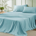 Bedsure Queen Sheet Set - 4 Pieces Soft Queen Size Sheets - Breathable & Cooling - Hotel Luxury - Easy Care Polyester Microfiber Bedding for Women, Men, Spa Blue