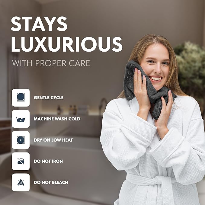 White Classic Luxury Cotton Washcloths 13x13 Inch - 650 GSM Turkish Cotton | Hotel, Spa, Bathroom Face Towel | 12 Pack, Dark Gray