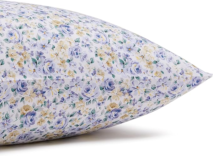 Amazon Basics Lightweight Super Soft Easy Care Wrinkle Free Microfiber 3 Piece Bed Sheet Set with 14-Inch Deep Pockets, Twin, Blue Floral, Floral, Kids, Men & Women Bedding