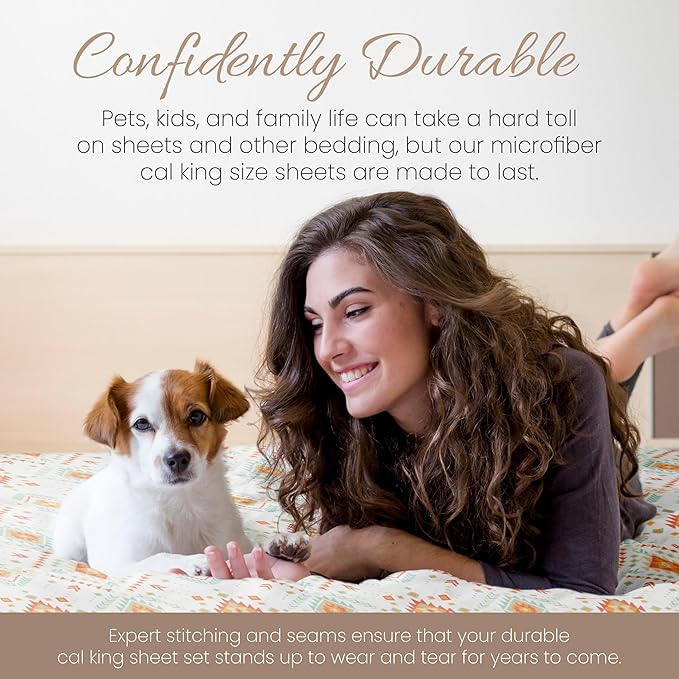 Linen Market 4 Piece California King Bedding Sheet Set (Aztec Coral) - Sleep Better Than Ever with These Ultra-Soft Cooling Bed Sheets for Your California King Size Bed - Deep Pocket Fits 16" Mattress