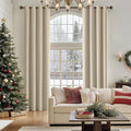 ChrisDowa 100% Blackout Natural Solid Curtains 84 Inches Long 2 Panels for Bedroom Living Room,Farmhouse Room Darkening Thermal Insulated Soundproof Grommet Top Window Treatment Drapes,52x84