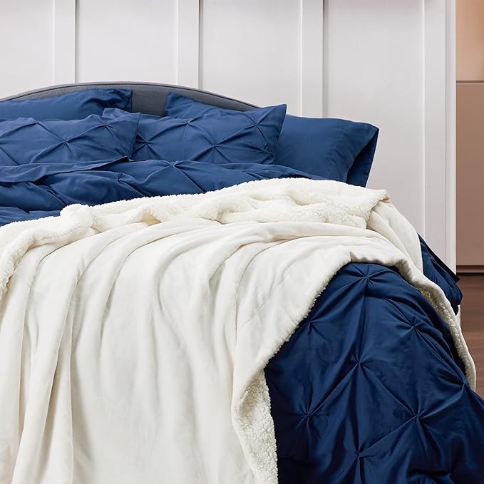Bedsure GentleSoft Sherpa Fleece Blankets King Size for Bed - Thick and Warm Throw for Women and Men, Soft Fuzzy Plush King Blanket for Winter, Cream, 108x90 Inches