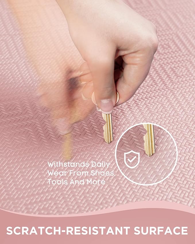 Ophanie Kitchen mats for Floor, 3/4 inch Thick, Kitchen Rugs, 20''x39'' Anti Fatigue Standing Cushioned Mat, Waterproof,Comfort Ergonomic mat for Office, Home, Sink, Pink Non-Slip Bottom