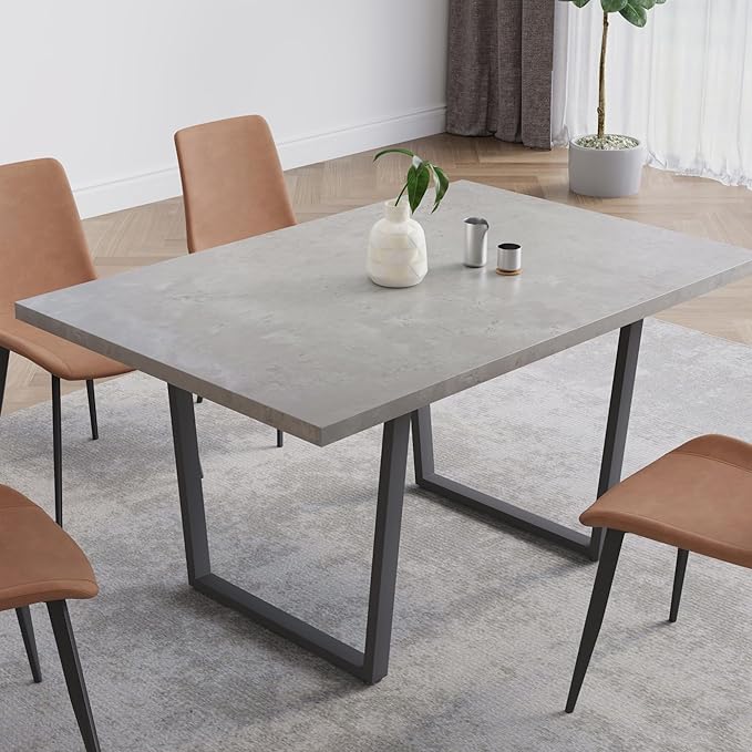 5 Piece Dining Table Set, 42.9 Inch Modern Kitchen Dining Table and Leather Dining Chairs for Kitchen Dining Room (Table + 4 Brown Chairs)
