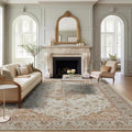jinchan 6x9 Area Rugs Machine Washable Rug for Living Room - Stain Resistant Vintage Floral Medallion Ultra-Thin Low Pile Non-Slip Indoor Carpet for Bedroom Dining Room Kitchen (6x9ft,Blush)