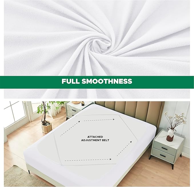 Biscaynebay Decorative Box Spring Cover Twin & Twin XL Size, White Luxurious Jersey Knitting Stretchy Wrap Around 4 Sides Bedskirt for Home/Hotels, Easy Fit Wrinkle Free Machine Washable