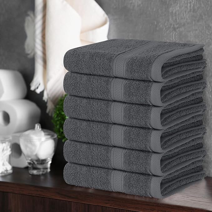 Utopia Towels 6 Pack Premium Hand Towels Set, 16 by 28 inches, 100% Ring Spun Cotton, Ultra Soft and Highly Absorbent 600GSM Towels for Bathroom, Gym, Shower, Hotel, and Spa, Grey