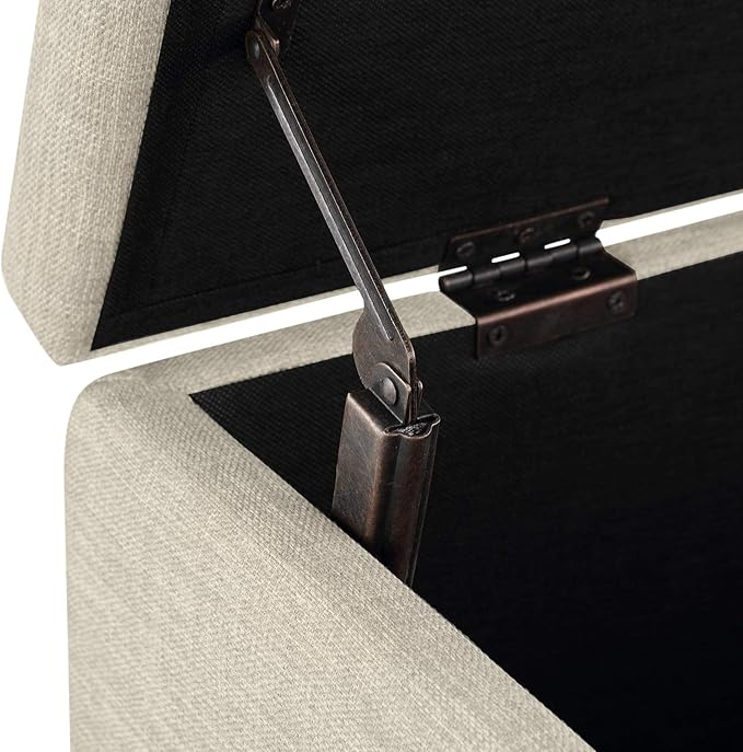 Amazon Basics Upholstered Storage Rectangular Ottoman and Entryway Bench, Polyester, Beige, 35.5"W x 16.5"D x 17"H