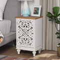 PHI VILLA Small Accent Storage Cabinet with Single Door - Decorative Nightstand for Living Room Bedroom, End Side Table Cabinet White