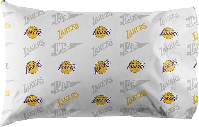NORTHWEST Officially Licensed Los Angeles Lakers NBA Full Size Sheet Set – Soft Team Logo Bedding for Dorms, Bedrooms, Fan Caves & Game Day Style