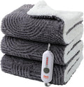 Heated Blanket Twin Size- 62"x84" Cozy Soft Jacquard Heating Blanket with 4 Heat Levels & 4 Hours Auto-Off, Jacquard Fleece, Overheating Protection, Warm Gifts, Grey