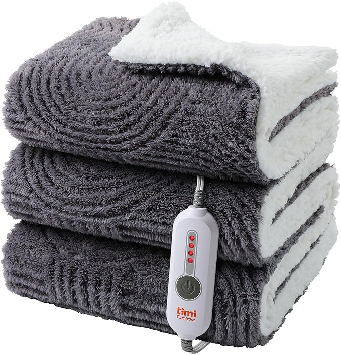 Heated Blanket Full Size - 72"x84" Cozy Soft Jacquard Heating Blanket with 4 Heat Levels & 10 Hours Auto-Off, Jacquard Fleece, Overheating Protection, Warm Gifts, Grey