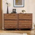 3 Drawer Fluted Dresser for Bedroom Set of 2, Mid Century Modern Chest of Drawers, Wood Storage Small Dresser Organizer for Bedroom Living Room Hallway Closet, Walnut